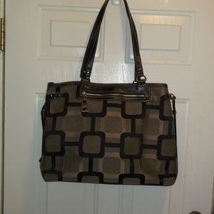 NINE West Canvas Carryall Geo Print  tote L